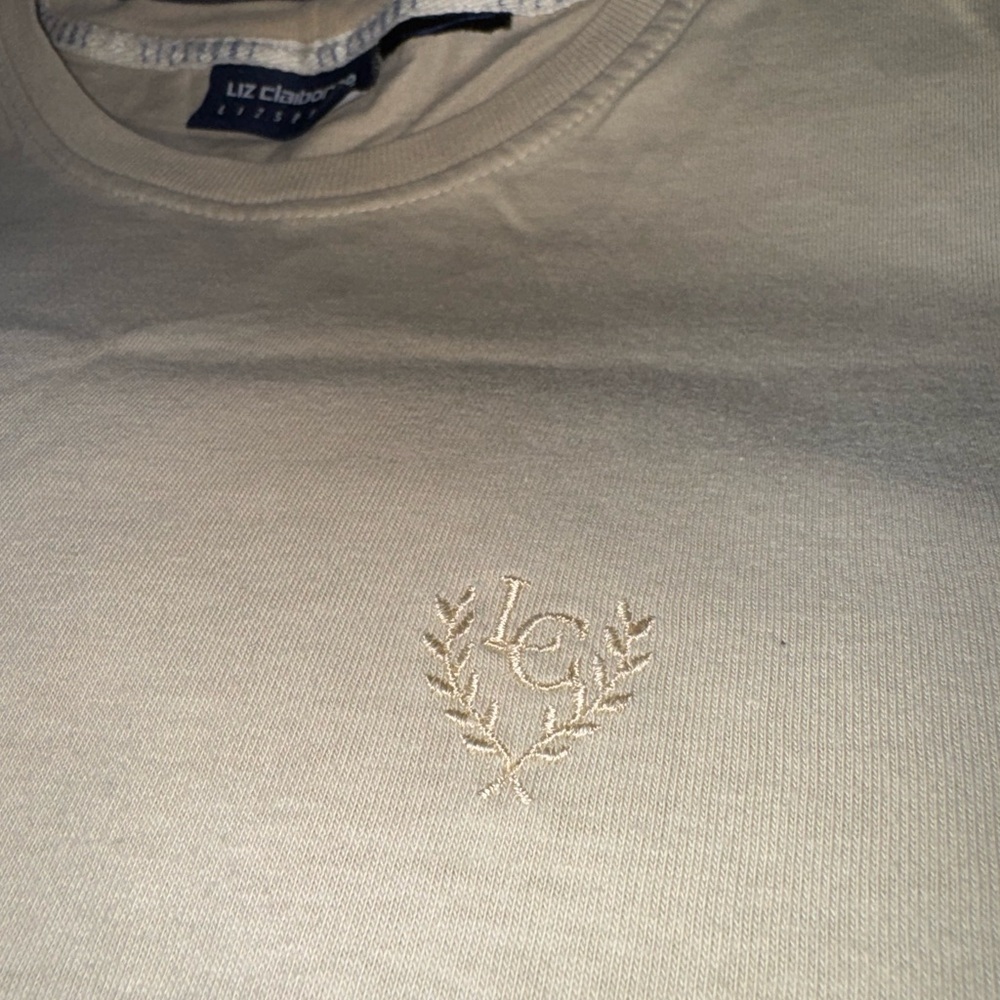 Liz Claiborne Tan Tee with Embroidered Logo
